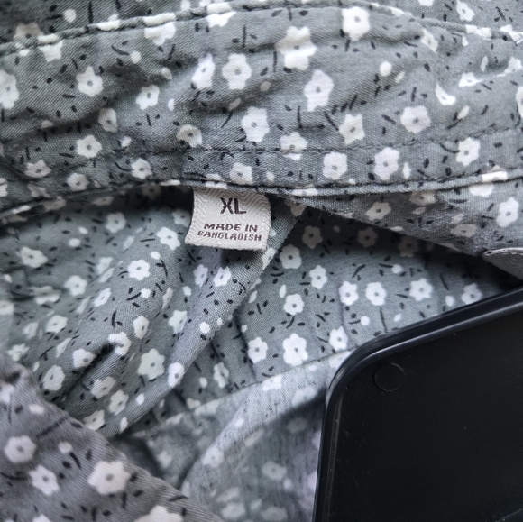 Jachs New York short sleeve button up mens xl grey w/white flower floral… - Picture 4 of 6